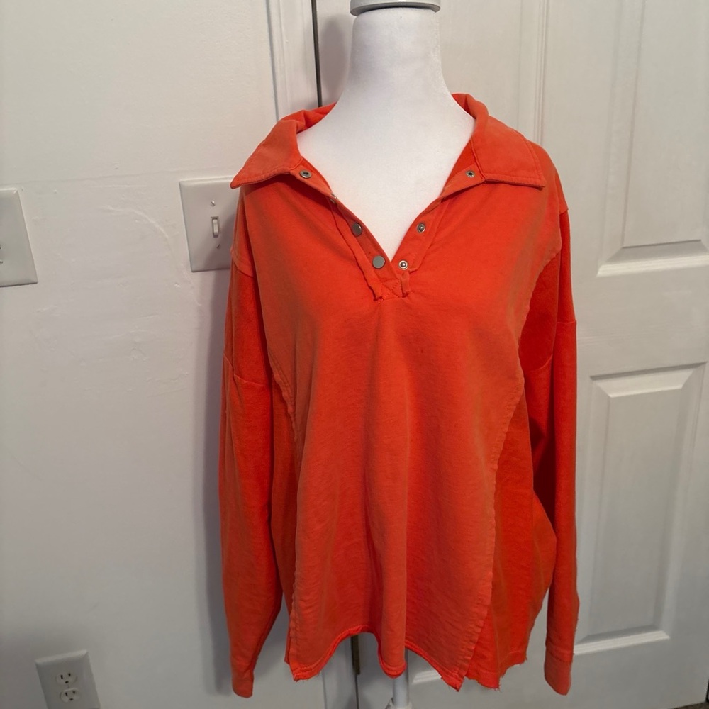 Orange Long Sleeve Collared Shirt